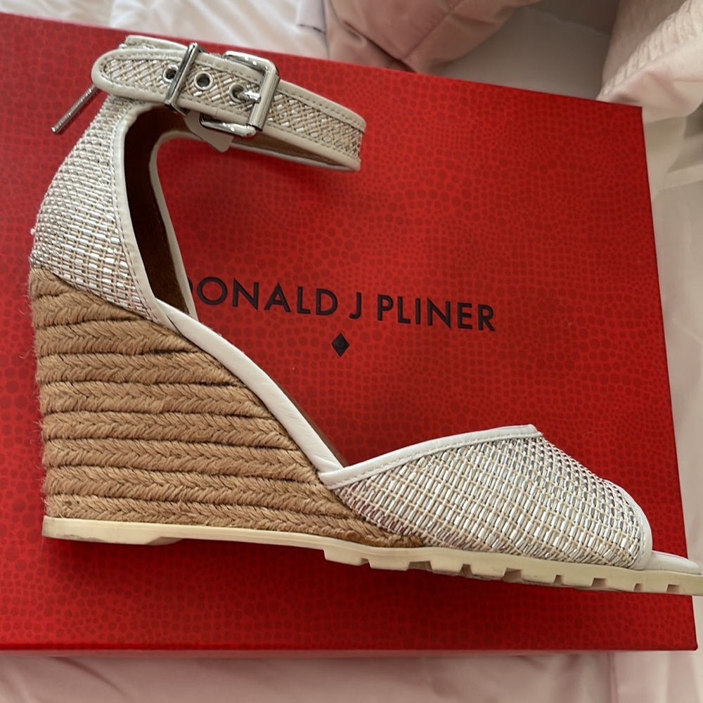 Donald J. Pliner White Metallic Wedge Sandals - Picture 8 of 16